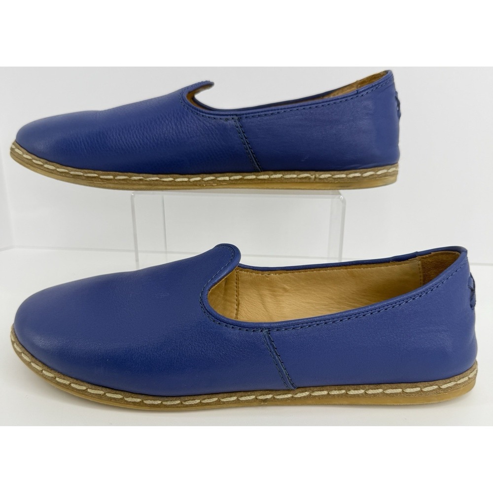 Charix Istanbul Blue Leather Handmade Slip On Flats Women's US 9.5 EU 40 - Picture 2 of 11
